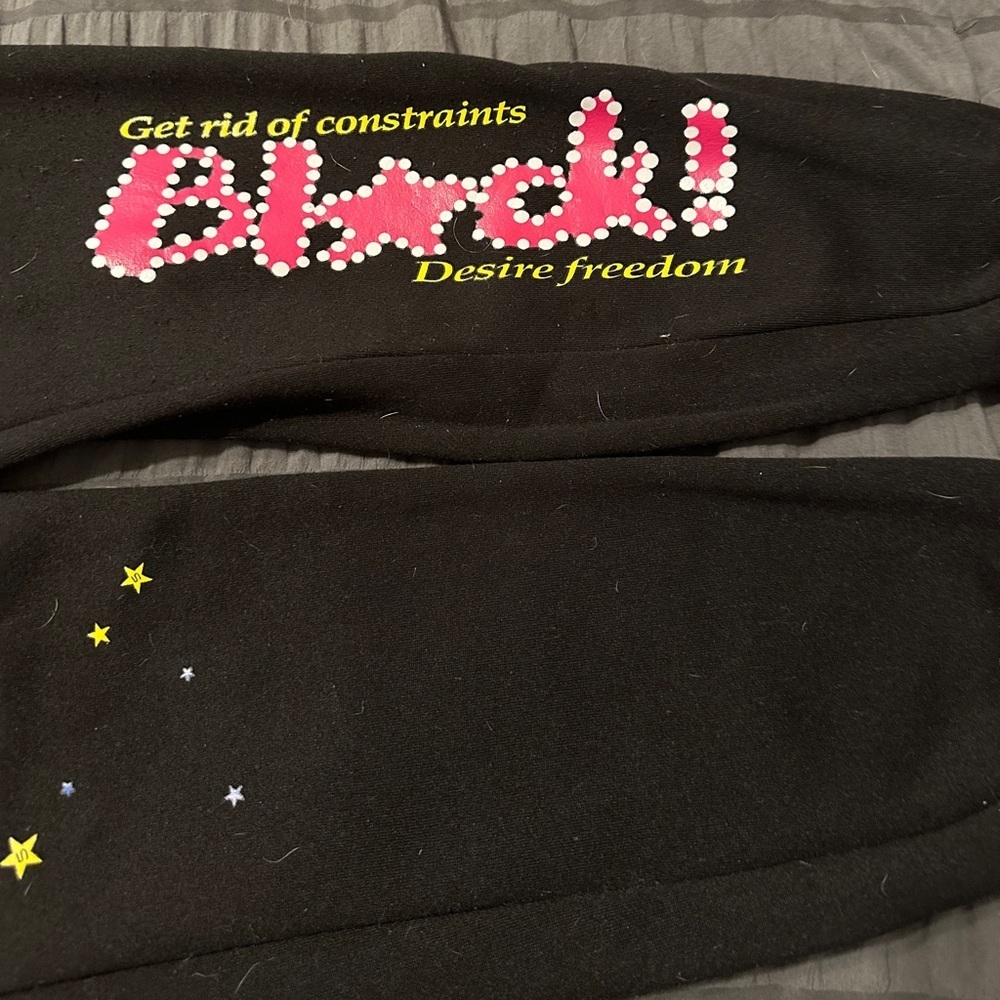Black Graphic Sweatshirt with Pink and Yellow Accents